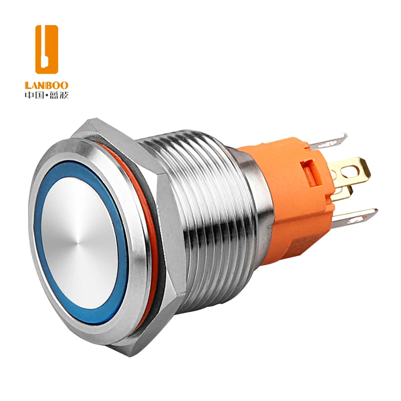 19mm Aluminum Oxide Black Push Button Switch 1NO1NC Voltage 9-24v.220v.Optional Self-locking and Self-reset Optional