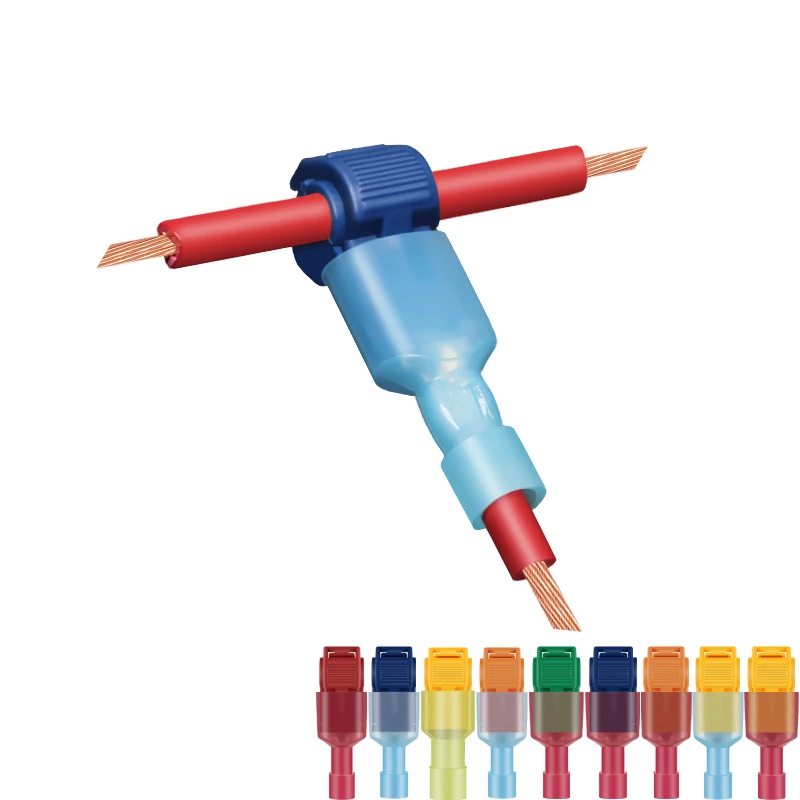 T-Tap Wire Connector,30/ 50 /100 Pairs Self-Peeling Quick Terminal Blocks, Insulated External Thread Disconnected Spade Shape