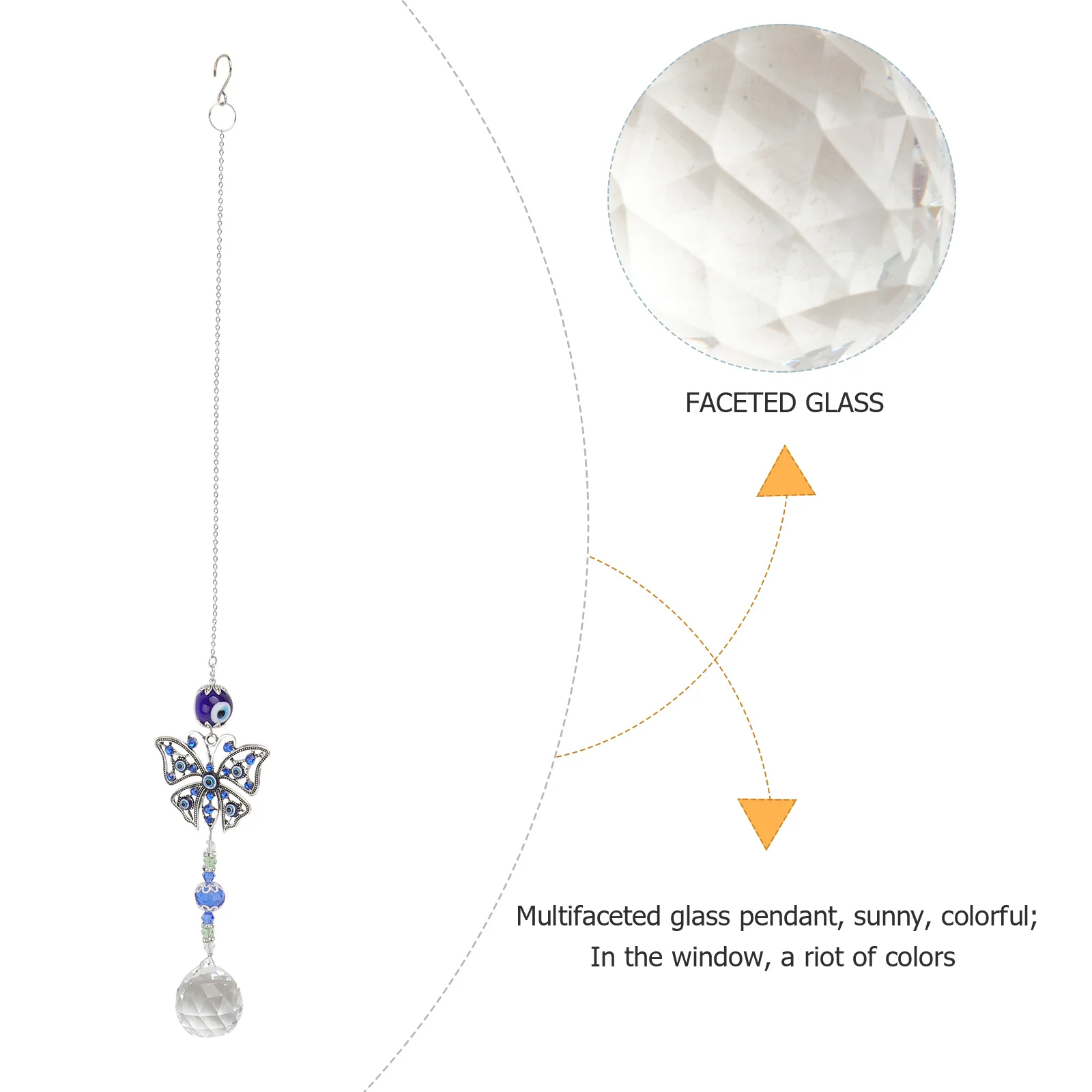 

1 шт. стеклянный кулон «Глаз дьявола» для окна автомобиля, домашний вечерние подвесной декор, креативный орнамент «Ловец солнца», домашний орнамент