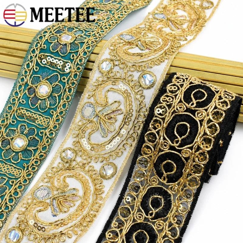 5Yards 4/4.5/5cm Ethnic Style Embroidered Lace Ribbon for Clothes Dress Costume Decor Curtain Trimming Laces Sewing Accessories