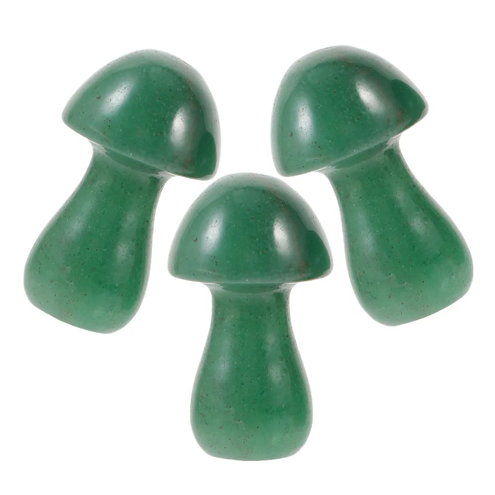 3pcs Crystal Semi Precious Stone Mushroom Decor 1 5 Inch Rose Quartz Statues Garden Balcony Patio Landscaping Ornaments Mini