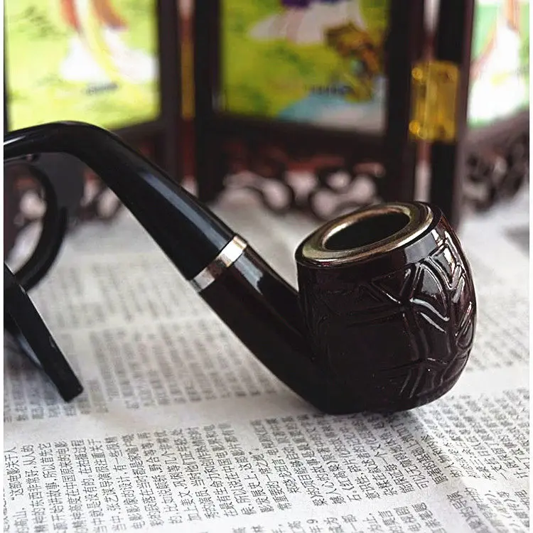 Bent filter handmade ebony men's pipe dual-use