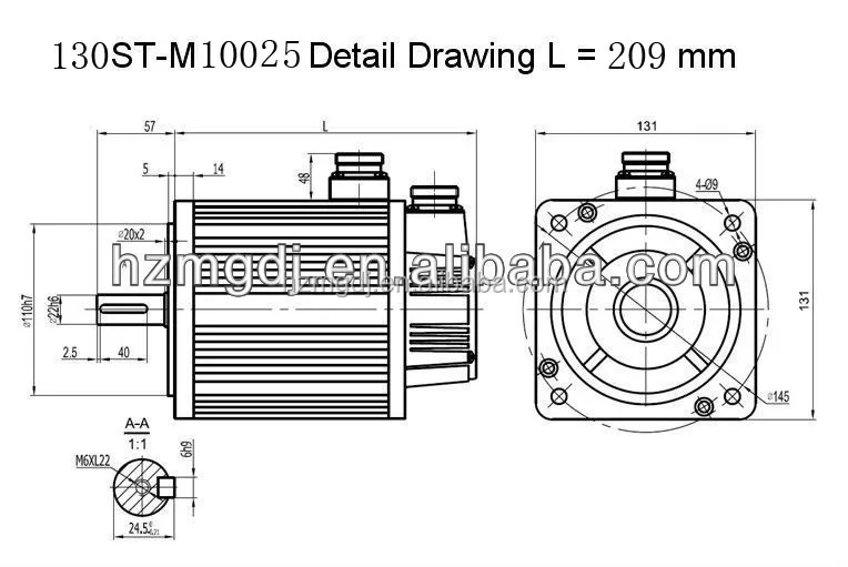 2.6kw 17 bit absolute CNC servo motor with amplifier