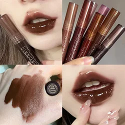 7 Colors Dark Brown Mirror Glass Liquid Lipstick Waterproof Lasting Lip Gloss Nude Lip Glaze Chocolate Non-stick Makeup Cosmetic