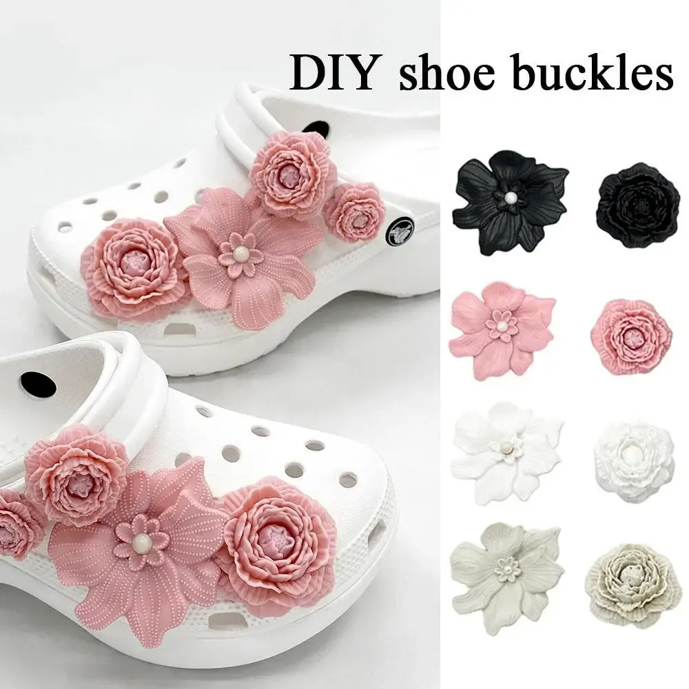 Shoe Charms Set DIY Flower Hole Shoe Buckle Shoes Accessories 3D Flower Bouquet Bone White Hole Shoe Decorations For Women