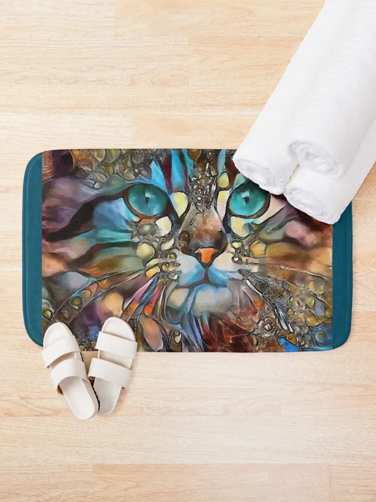 Andyna, cat, chat, cat, lea roche paintings Bath Mat Non-Slip And Washable Kitchen Hallways Floors Carpet In The Bathroom Mat