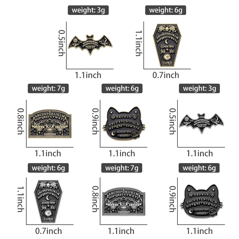 Retro Bat Cat Enamel Pins Custom Punk Gothic Brooch Skeleton Metal Badges Lapel Backpack Accessories Halloween Jewelry Gift