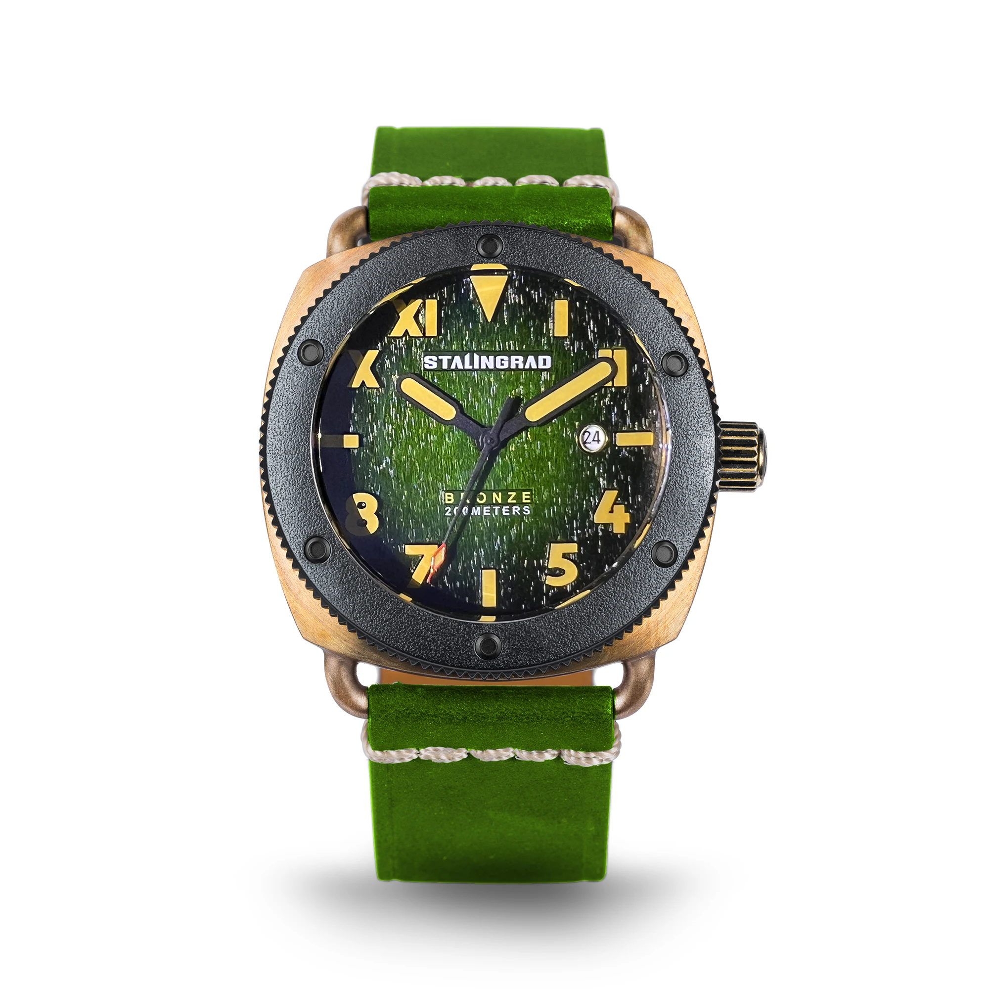 Stalingrad-Reloj de bronce para hombre, master-200m resistente al agua de buceo, automático, movimiento 8215, cristal de zafiro, Correa cómoda
