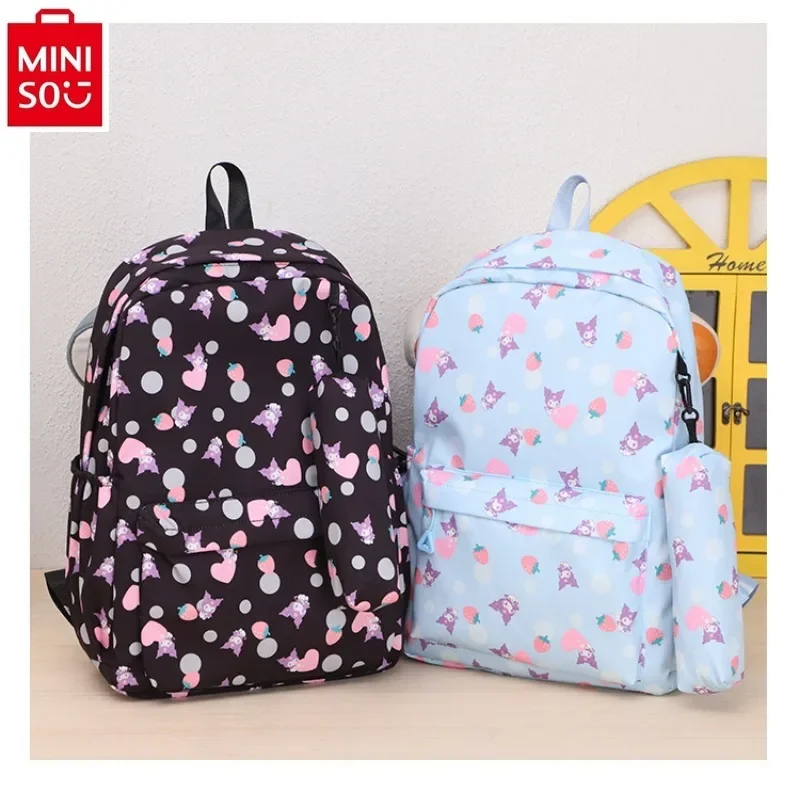 MINISO милый мультяшный Kuromi большой емкости рюкзак для студентов, милый и свежий уличный легкий рюкзак