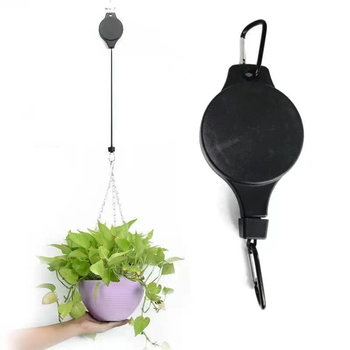 Pulley Retractable， Hanger Plant Hook Pulley Adjustable Height Wheel For Hanging Plants，For Garden Baskets Pots & Birds Feeder