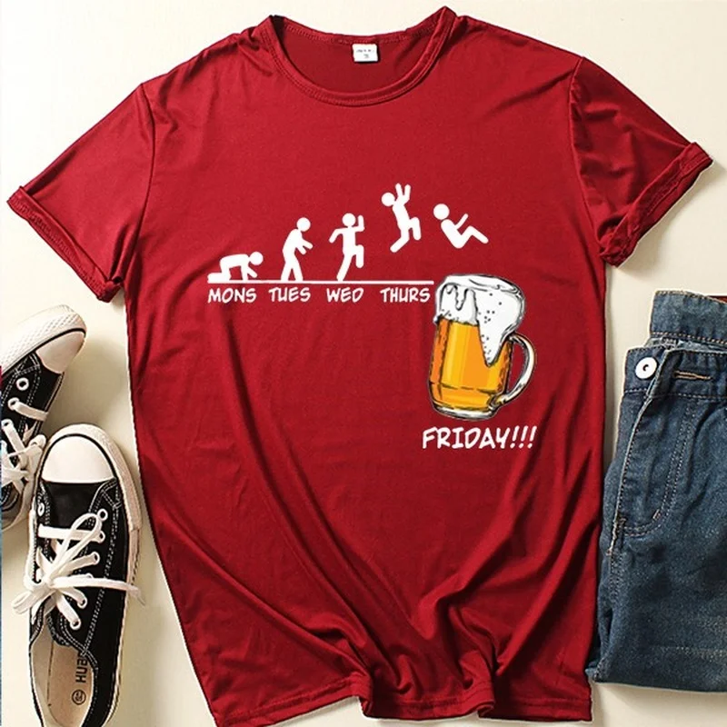 Friday To Beer Print T Shirt Women Short Sleeve O Neck Loose Tshirt Summer Women Tee Shirt Tops Clothes Camisetas Mujer