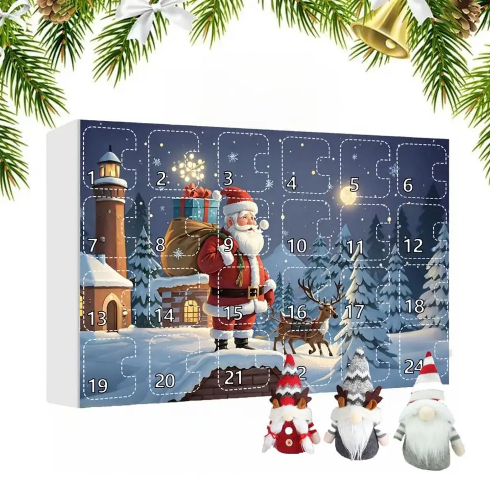 December Gifts Calendar 2024 Christmas Gnome Advent Calendar Set with Plush Dolls 24 Days Countdown for Christmas for Kids