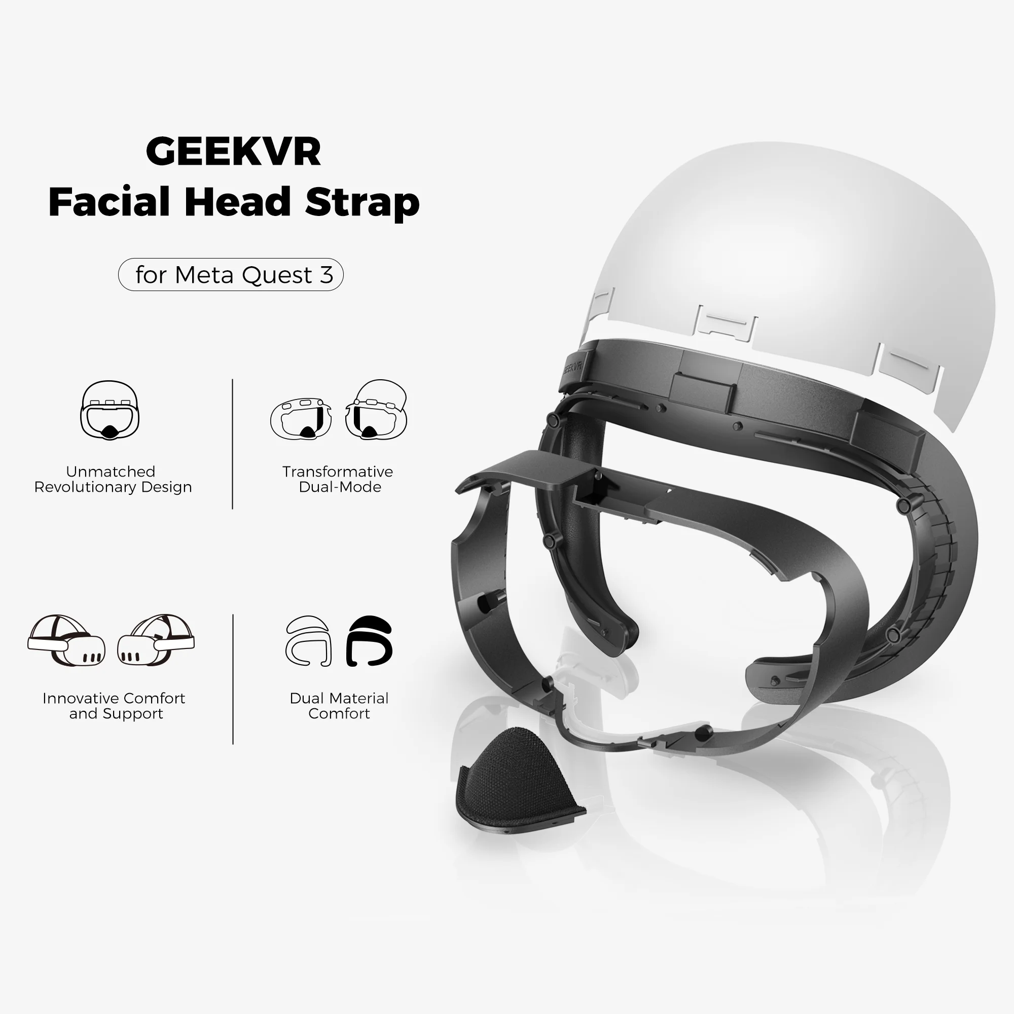 GEEKVR Modular Mask with Hat Design for Quest 3 (The hat only works with the official Elite Strap) - Image 2