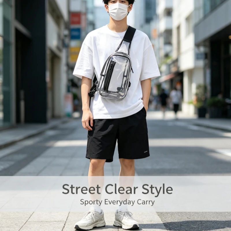 Transparent Chest Bag Unisex Casual Crossbody Sling Pack For Daily Commute Travel And Outdoor Activities view 3