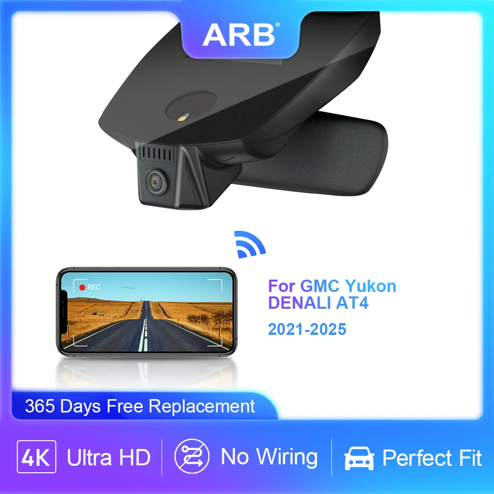 4K Car Cam for GMC Yukon DENALI AT4 2021 - 2025, ARB Perfect Original Factory Style Dashcam, WIFI&APP