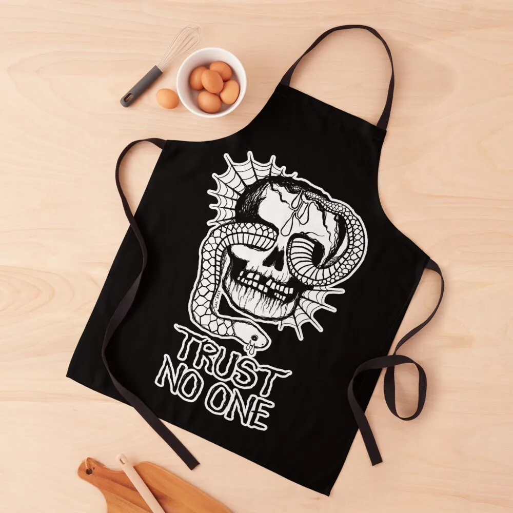 Trust No One Skull Snake Spiderweb Edward Teach tattoo Apron