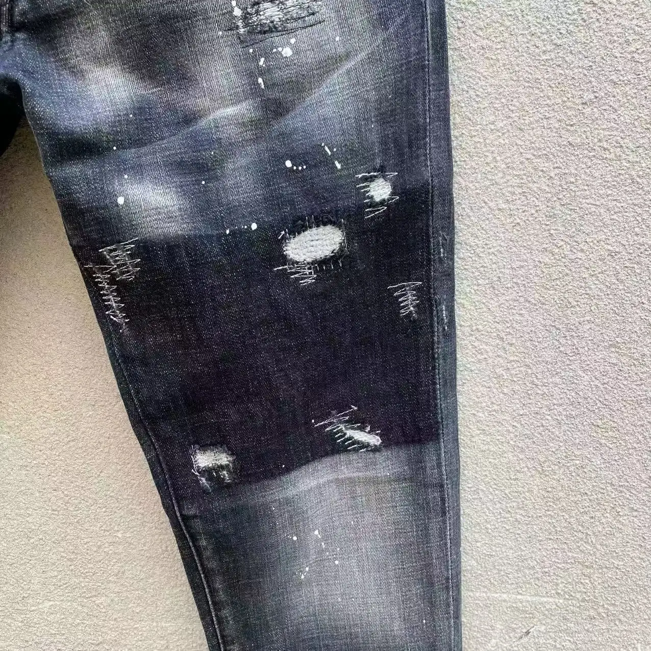 

chareiharper dsqC113 Zipper style men's jeans, fashionable ripped slim fit casual pants, mid rise calf pants