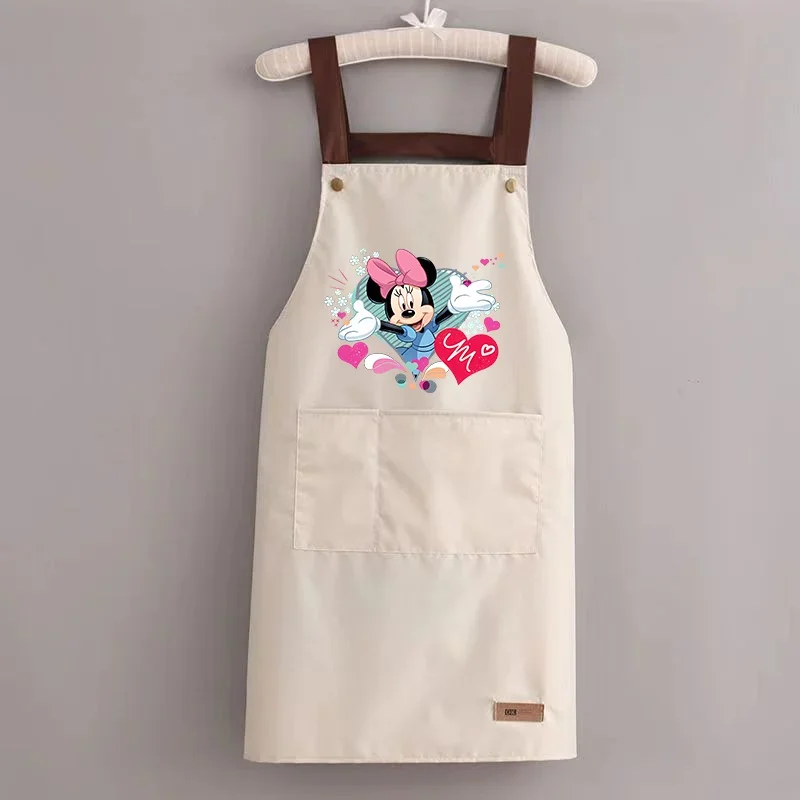 Disney Mickey Mouse Minnie Apron Kitchen Pinny Restaurant Waterproof Apron Home Pinafore Anti-dirty Baking BBQ Cloth Accessories