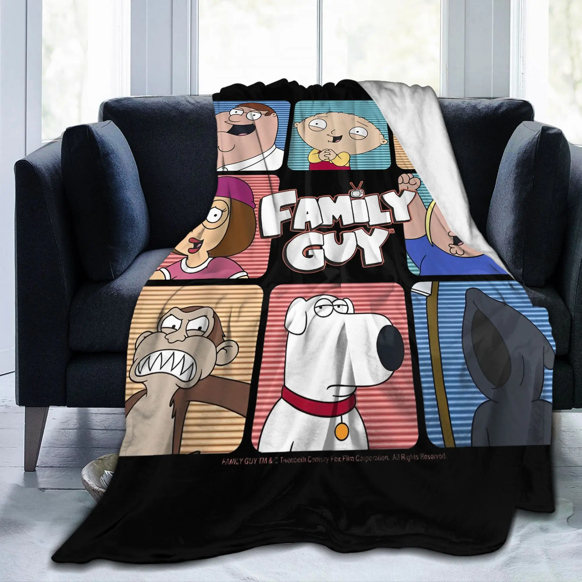 Families Iconic Griffin Family Guys Blankets Funny Tv Fuzzy Vintage Breathable Throw Blanket for Bedspread Autumn/Winter Car