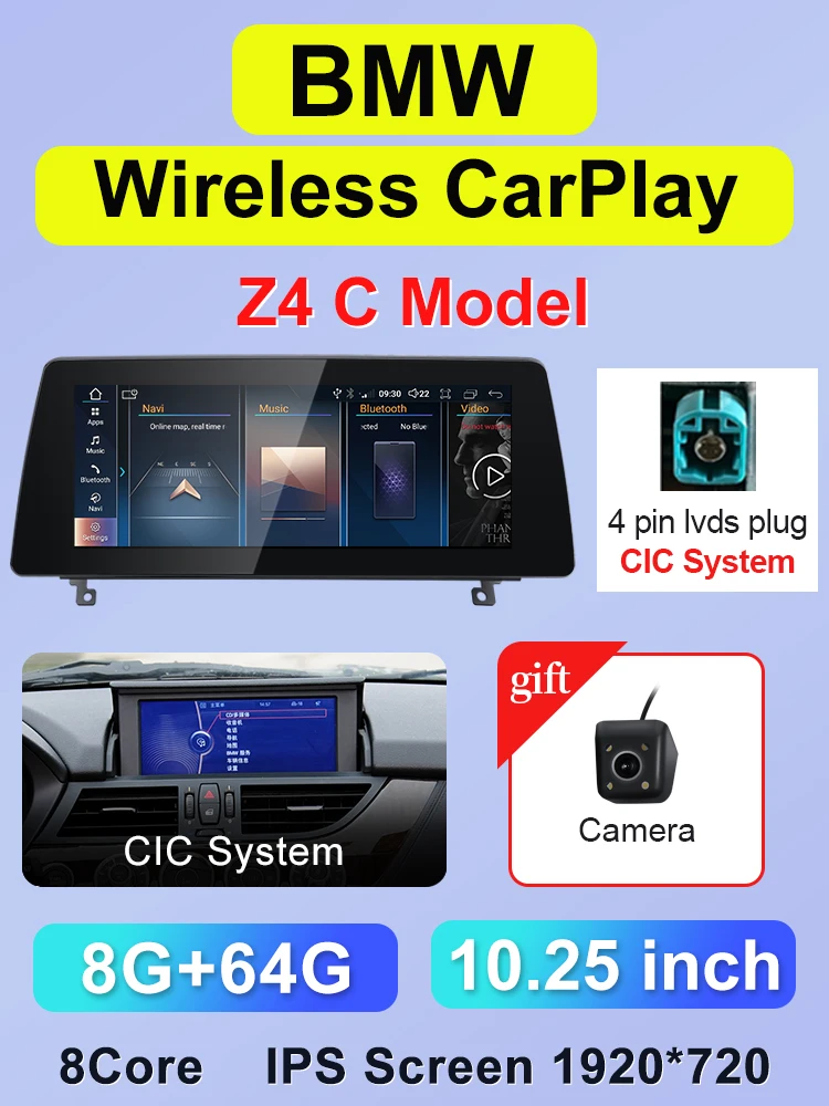 STWEI ID8 10.25 inch Android 14 Draadloze CarPlay AUTO Voor BMW Z4 E85 E86 E89 CIC NBT Auto Multimedia Video Spelers GPS Bluetooth