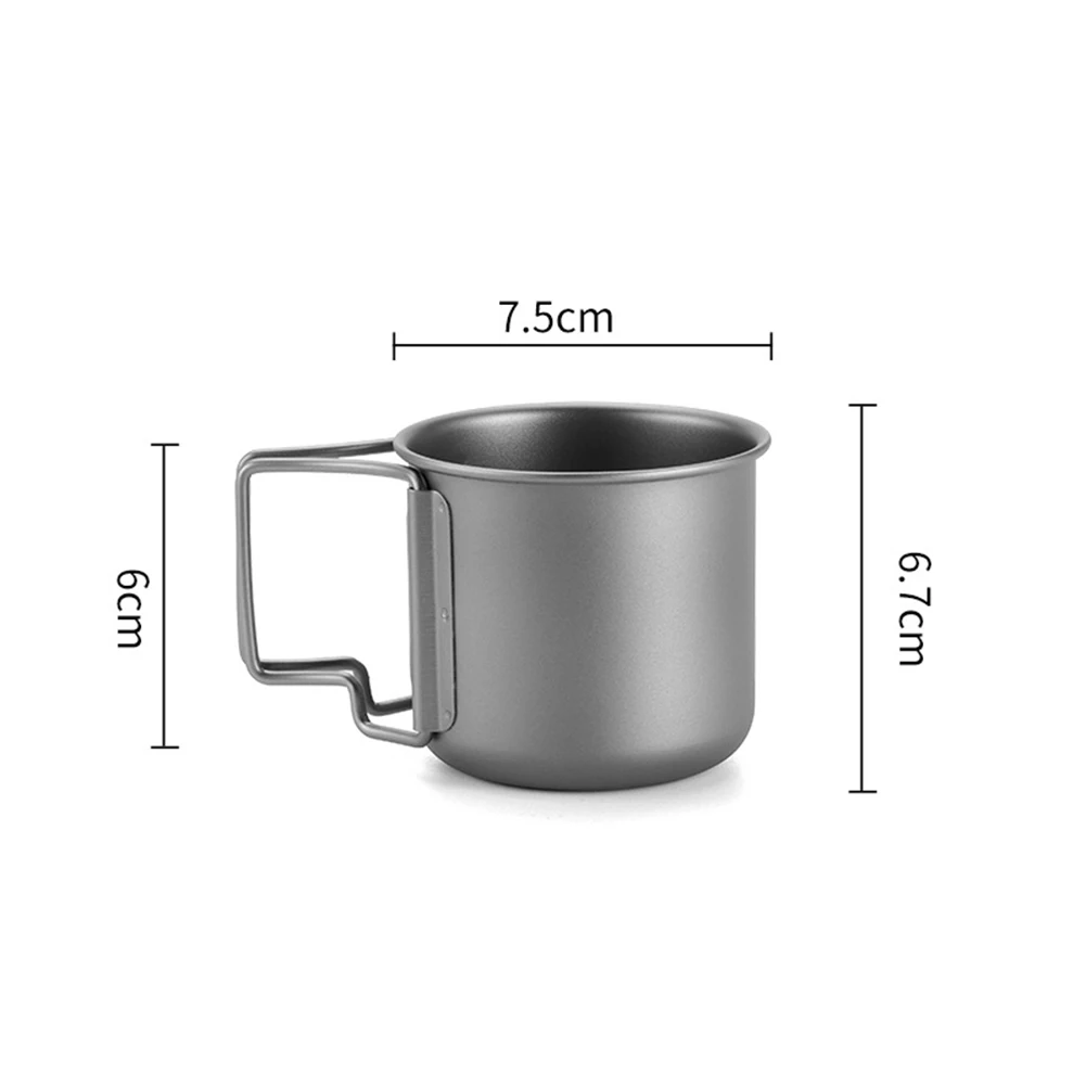 High Performance High Quality Titanium Cup Foldable Hhandle Gray Outdoor Camping Picnic Comes With A Dust Cover