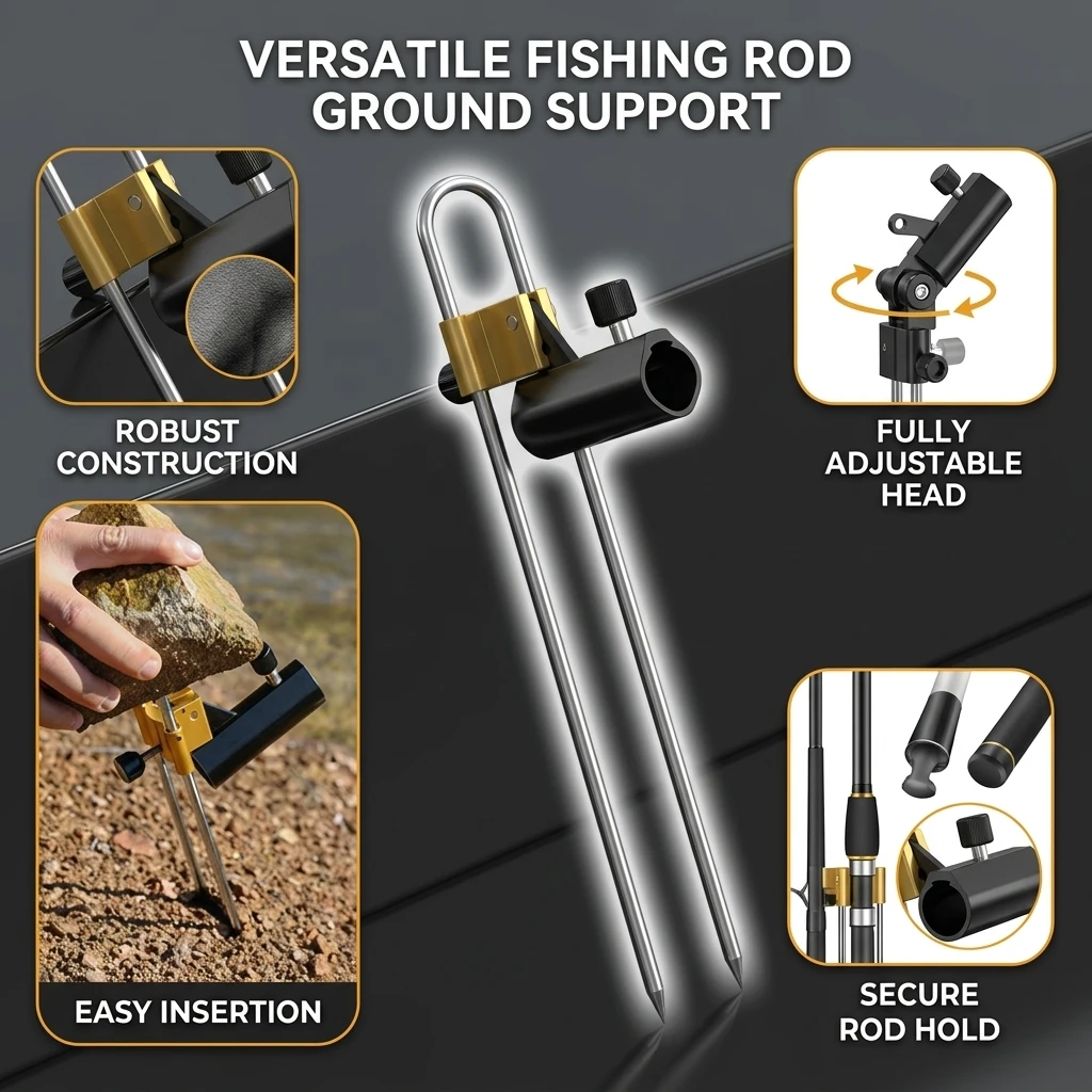

Portable Rotating Fishing Rod Support Ultralight Aluminum Alloy Fishing Rod Rack For Freshwater Saltwater Fishing Tackle Gears