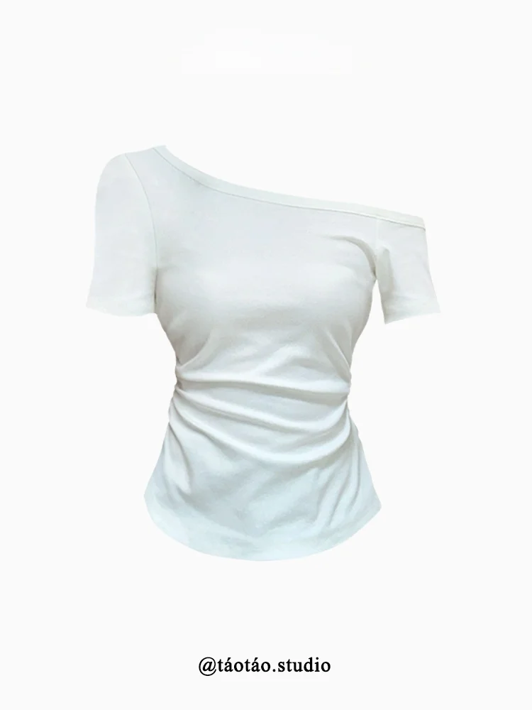 Czysta, seksowna bluzka z odkrytymi ramionami, damska, letnia, nowa, wyszczuplająca, podkreślająca talię, idealna do pracy.