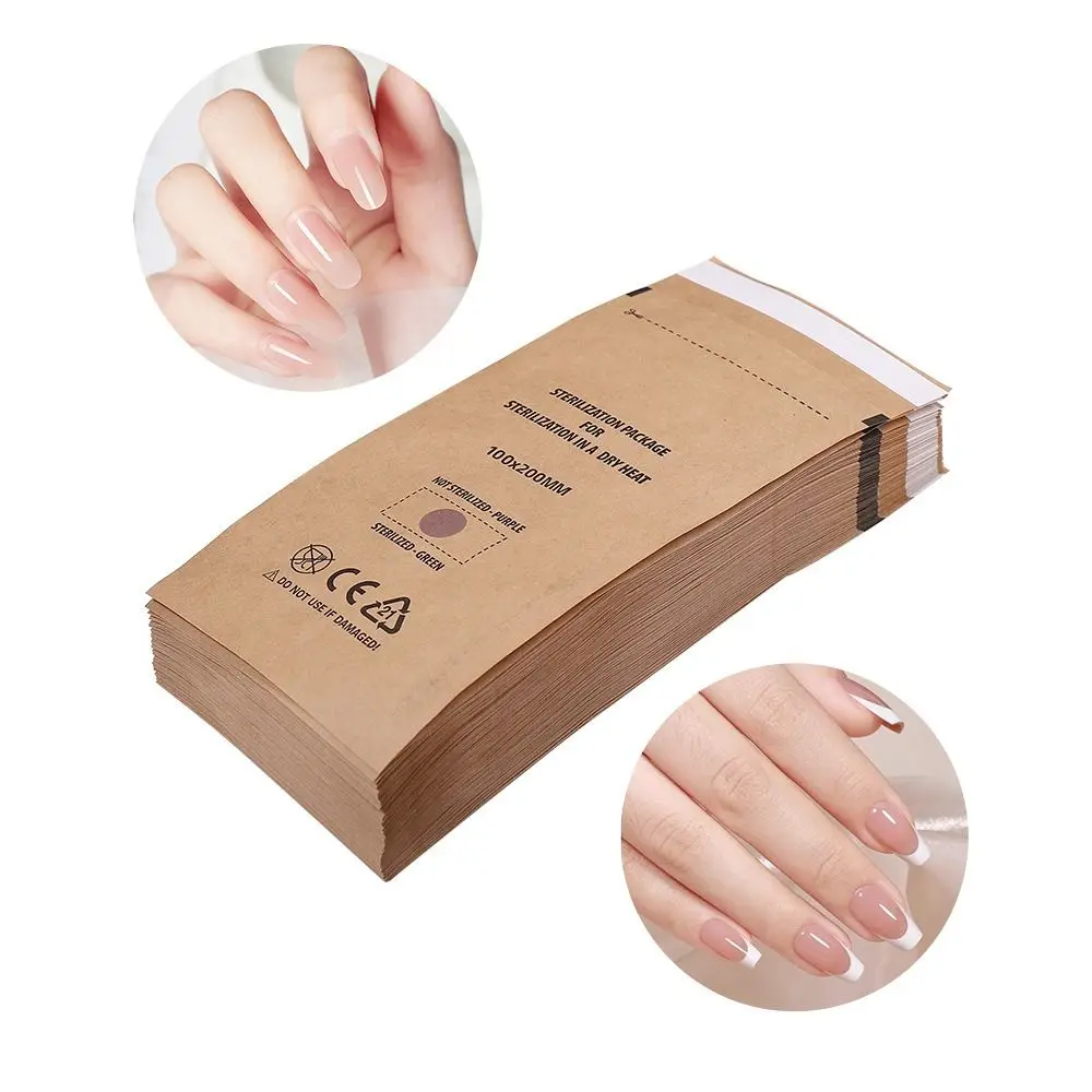 

100 шт. одноразовые стерилизационные сумки для ногтей, здоровые бумажные самозапечатывающиеся пакеты из крафт-бумаги, многофункциональный безопасный чехол для стерилизатора для маникюра