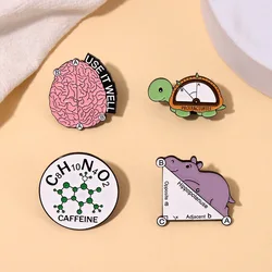 Brain Enamel Lapel Pins Chemical Mathematical Science Animal Brooches Wholesale Badges Jewelry Gifts for Friends Free Shipping