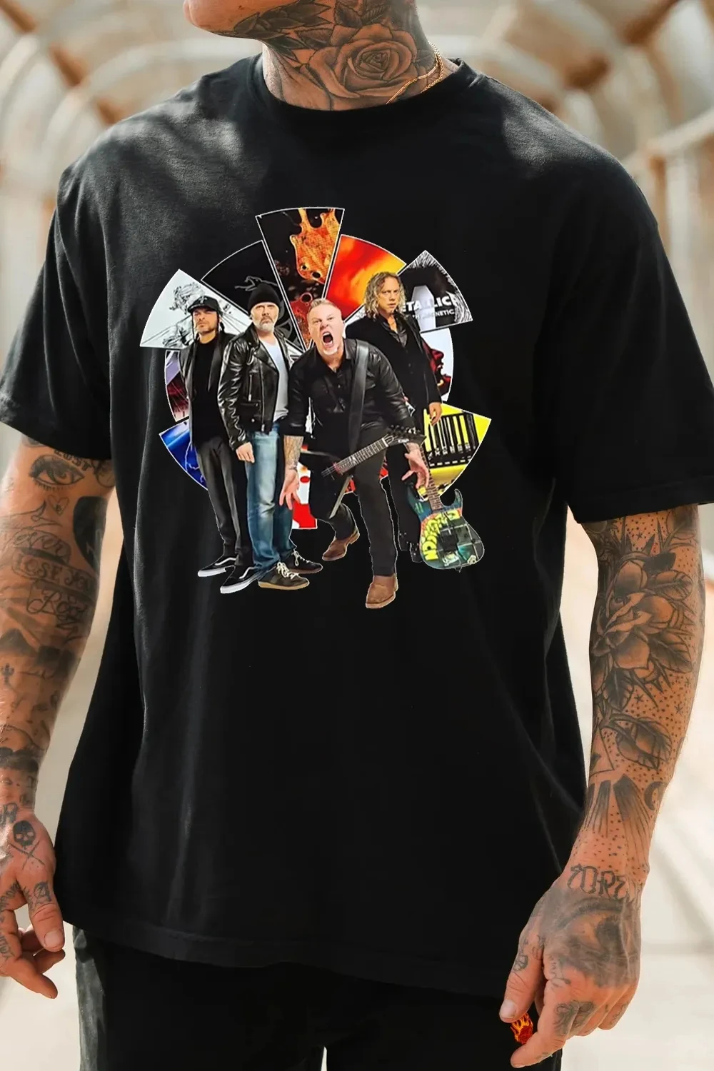 Camiseta con foto de grupo de músicos Metallica Rock Band, camiseta gráfica 100% de algodón, ropa informal de verano para hombres y mujeres