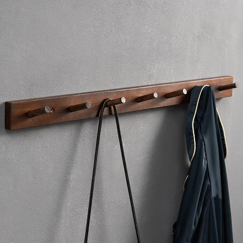 

Solid Wood Coat Rack Clothes Hook Long Row of Hangers Behind The Door Wall Hanging Wall Household Hook Home Decoration