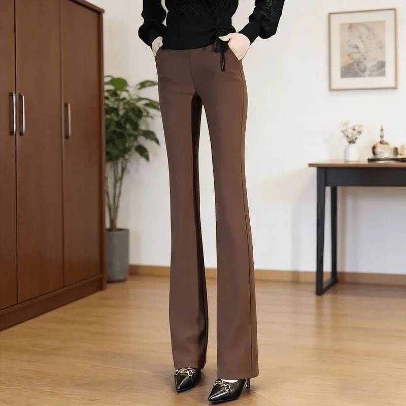 Women's High Waist Wide Leg Pants Solid Color Straight Leg Casual Office Trousers WJ969