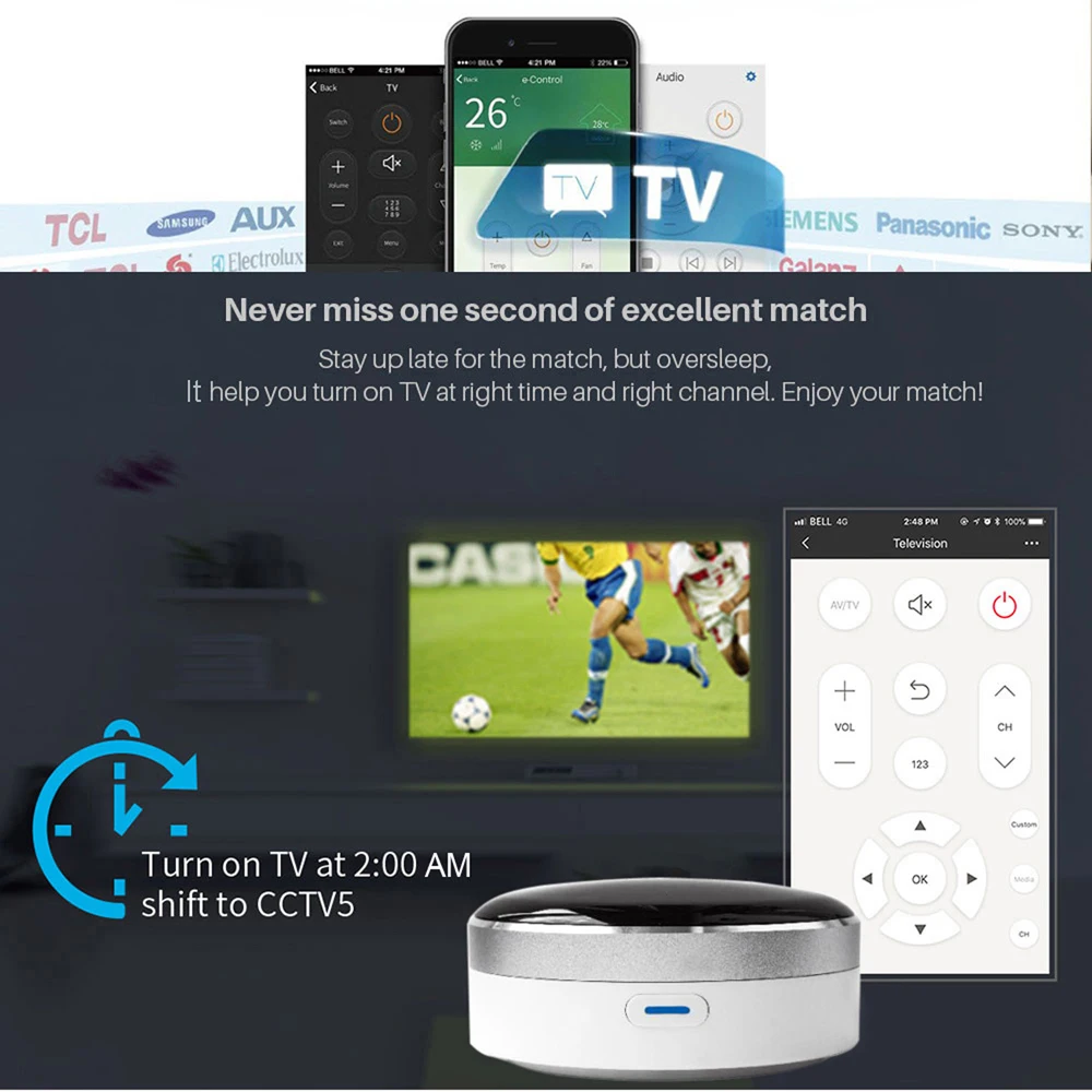 Tuya App Universal IR Smart Remote Controller WiFi+Infrared Home Control Hub 360 Degrees Google Assistant Alexa Siri