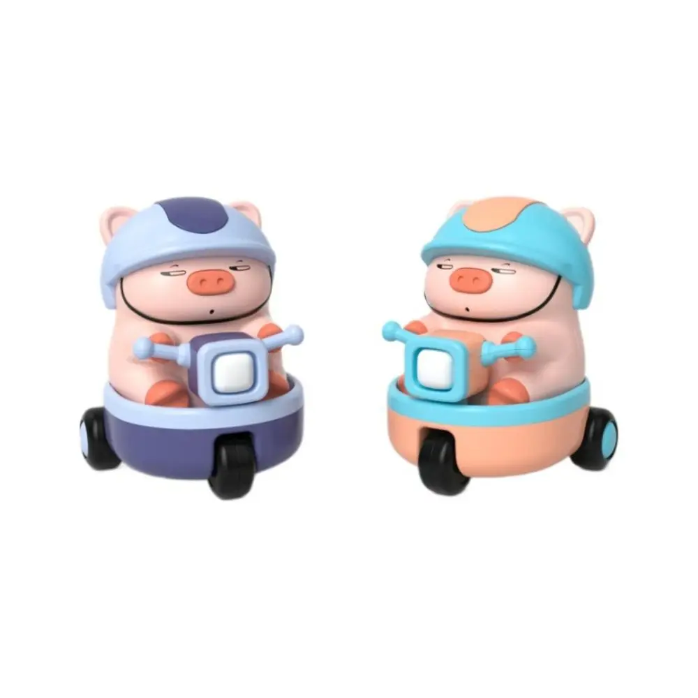 Porco de plástico dublê carro de três rodas som e luz interativa animal piggy carro elétrico móvel rotativo