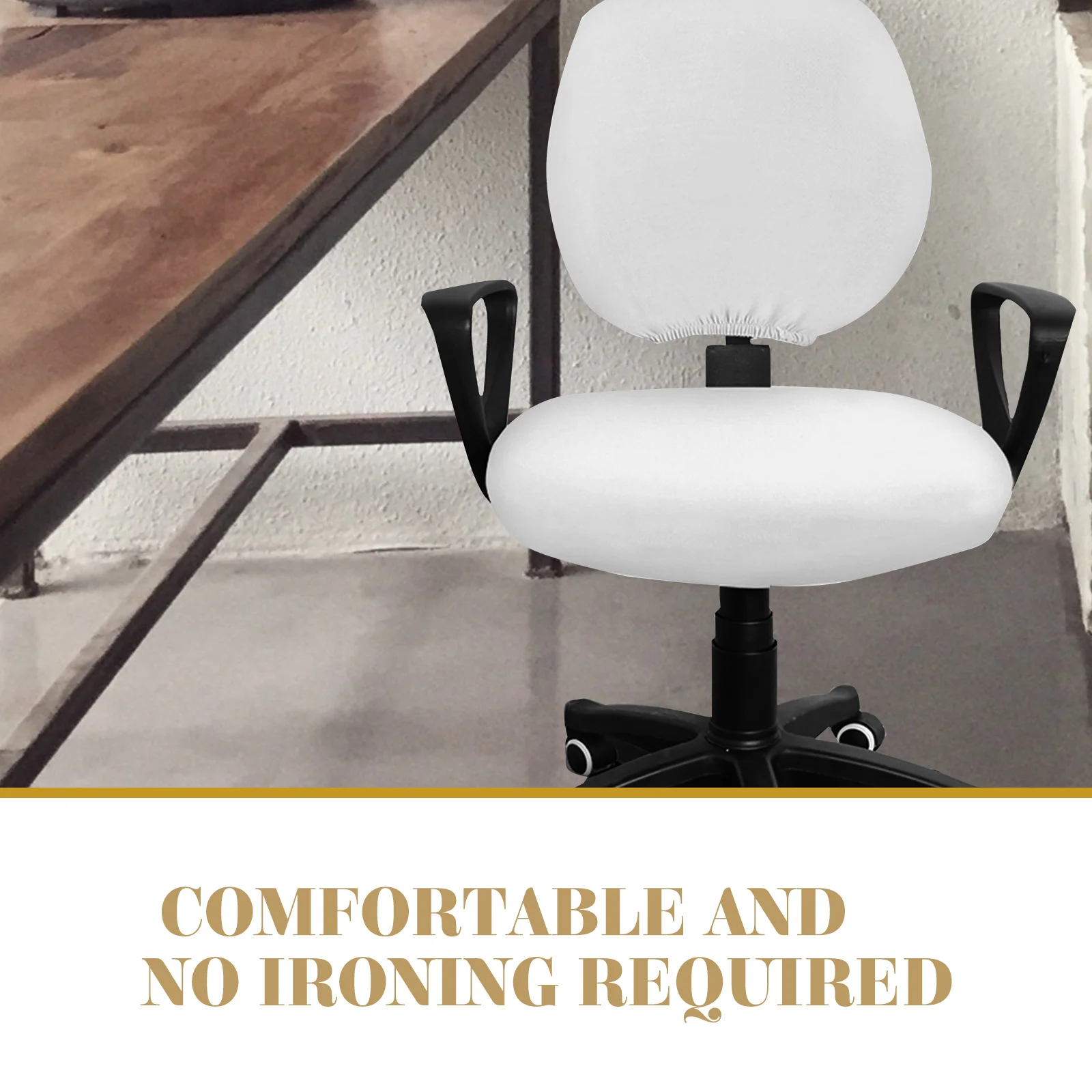 

Solid Color White Polyester Elastic Split Stretchy Chair Cover Protective Case Removable Chair Protector for Office Party