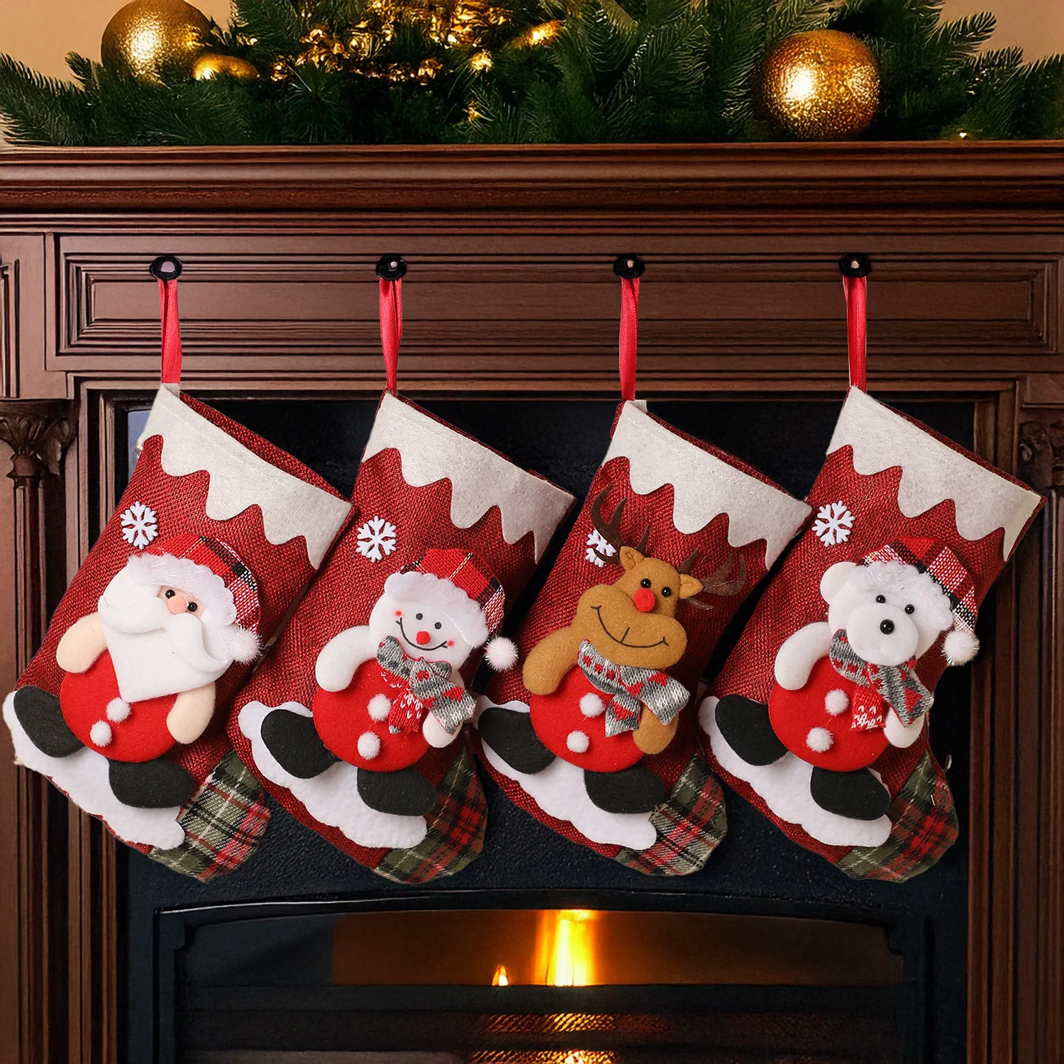 

New Christmas Decorations 3D Dolls Linen Christmas Decorations Socks Christmas Tree Pendants Wall Decoration Arrangement