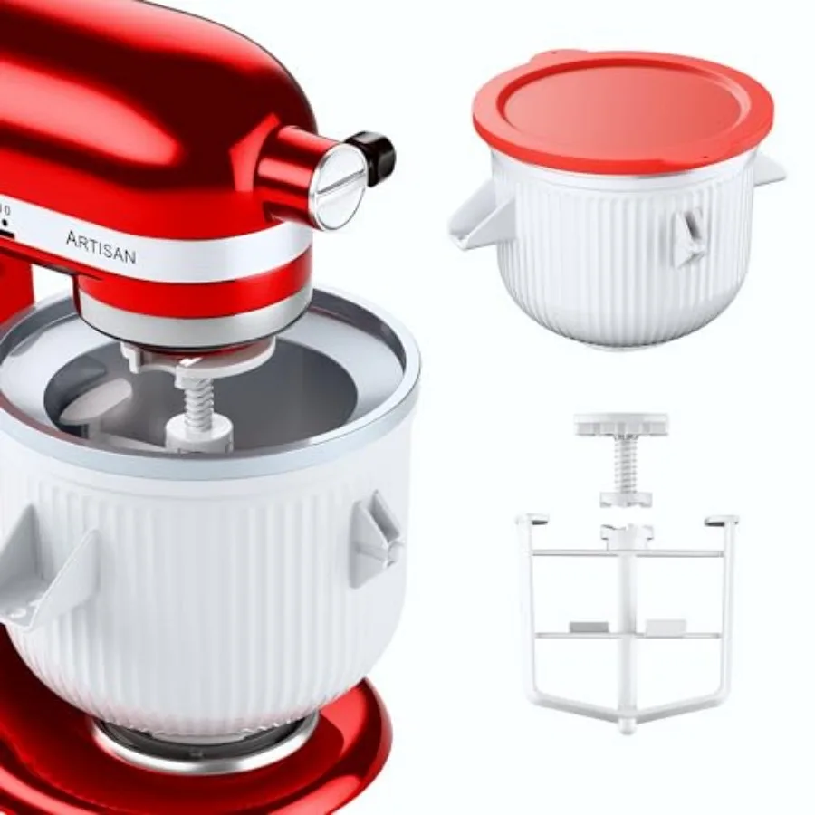 

Ice Cream Maker Attachment for KitchenAid Stand Mixer, Ice Cream Bowl Compatible with 4.5Qt and Larger Stand Mixers, Ice Cream