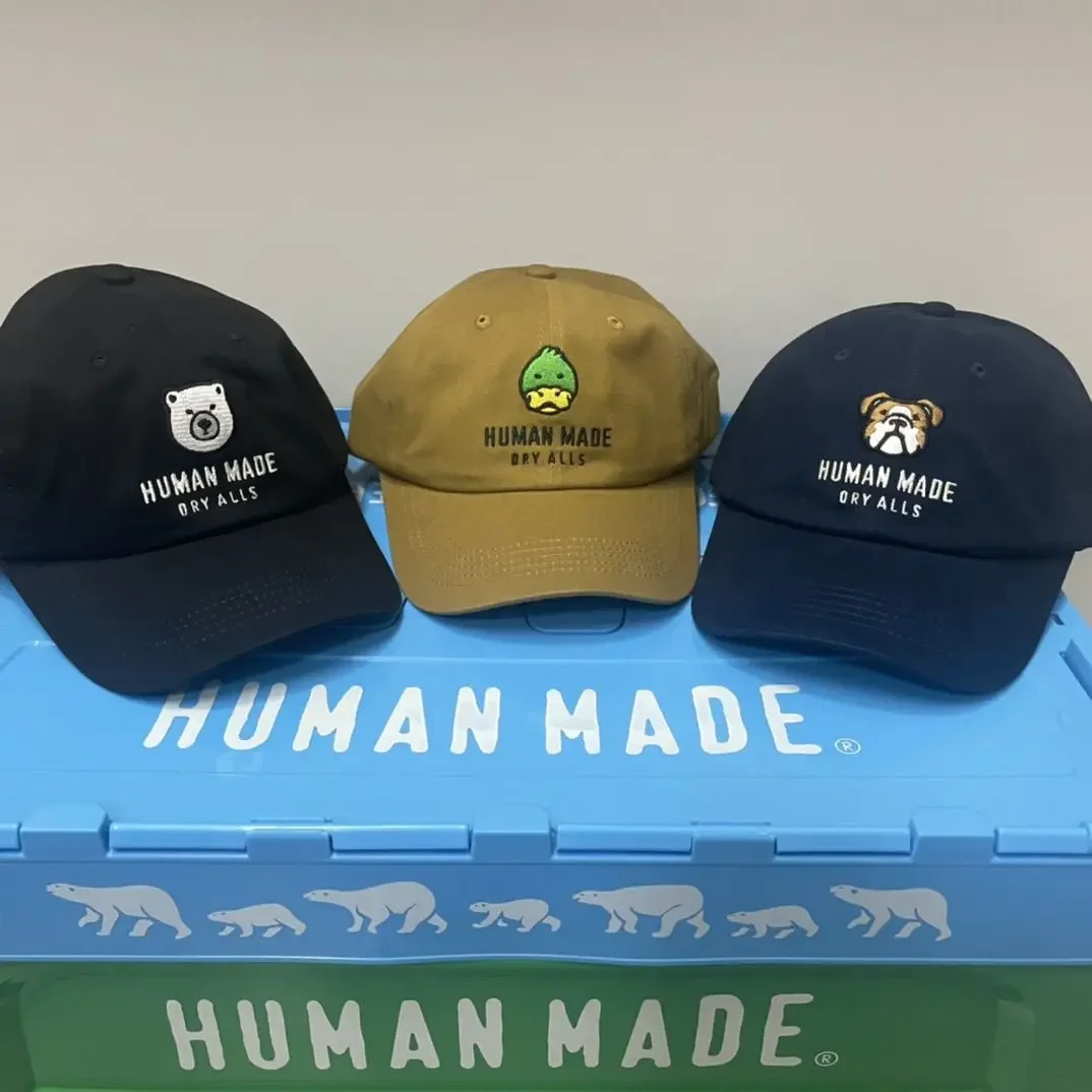 HUMAN MADE 2026 Cartoon Animal Head Baseball Cap Japanese Street Spring Summer Unisex Sun Peaked Hat Daily