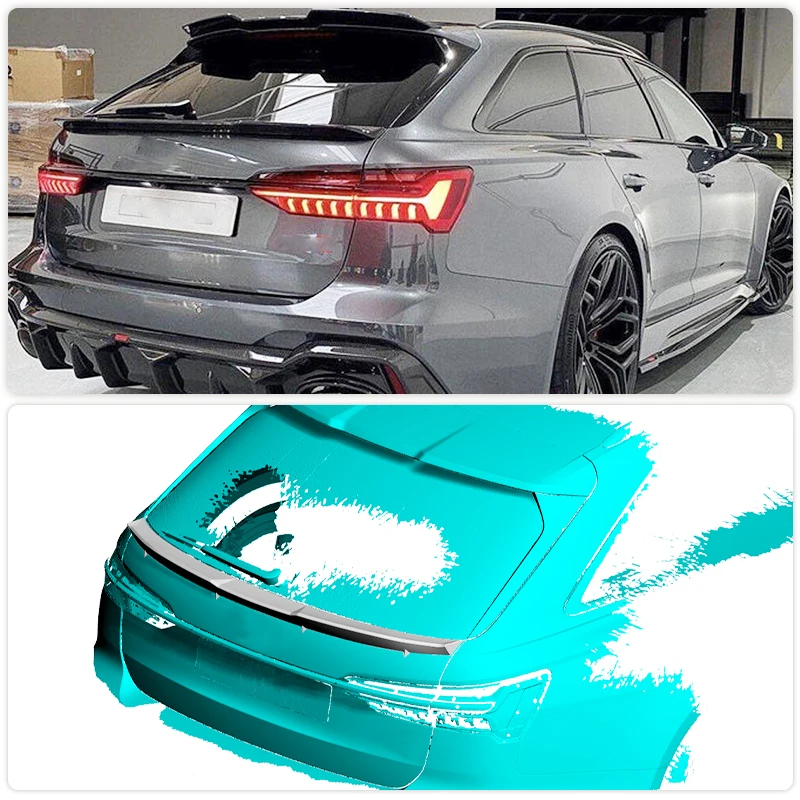 Dry Carbon Fiber Car Rear Trunk Spoiler Wings Boot Lid Wing Lip For Audi RS6 Avant Base Wagon 4-Door 2019-2021