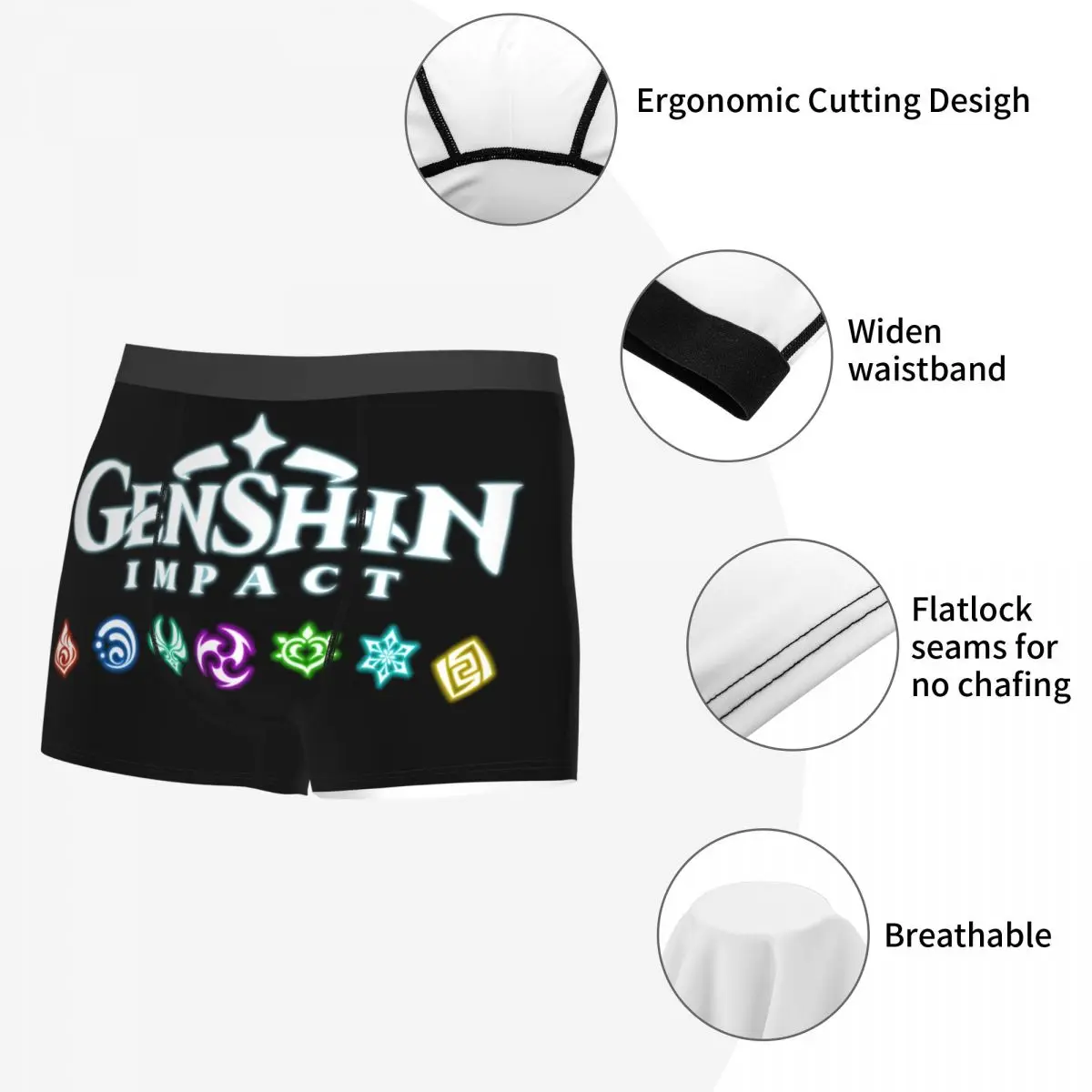 Male Cool Genshin Impact Logo Underwear Anime Game Zhongli Tartaglia Childe Boxer Briefs Soft Shorts Panties Underpants