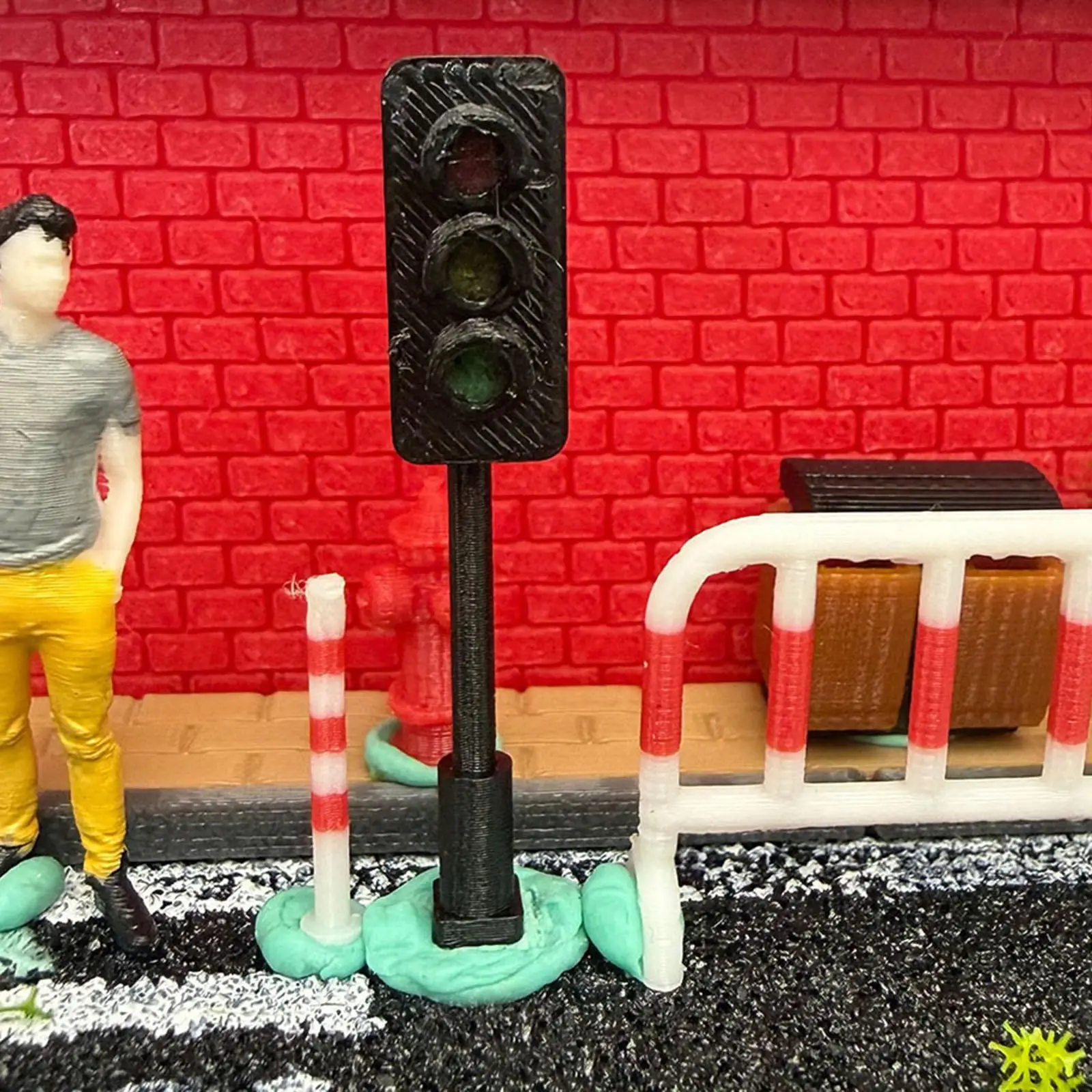 

1:64 Mini Traffic Light Model Micro Landscape Decor Collectible Decorative Dollhouse Accessories Layout Prop for Sand Table