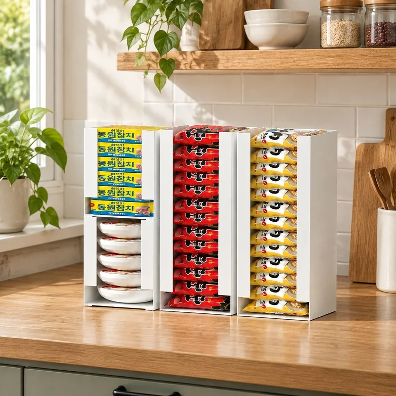 Versatile Kitchen Storage Box for Instant Noodles and Napkins, Compact Tabletop Organizer