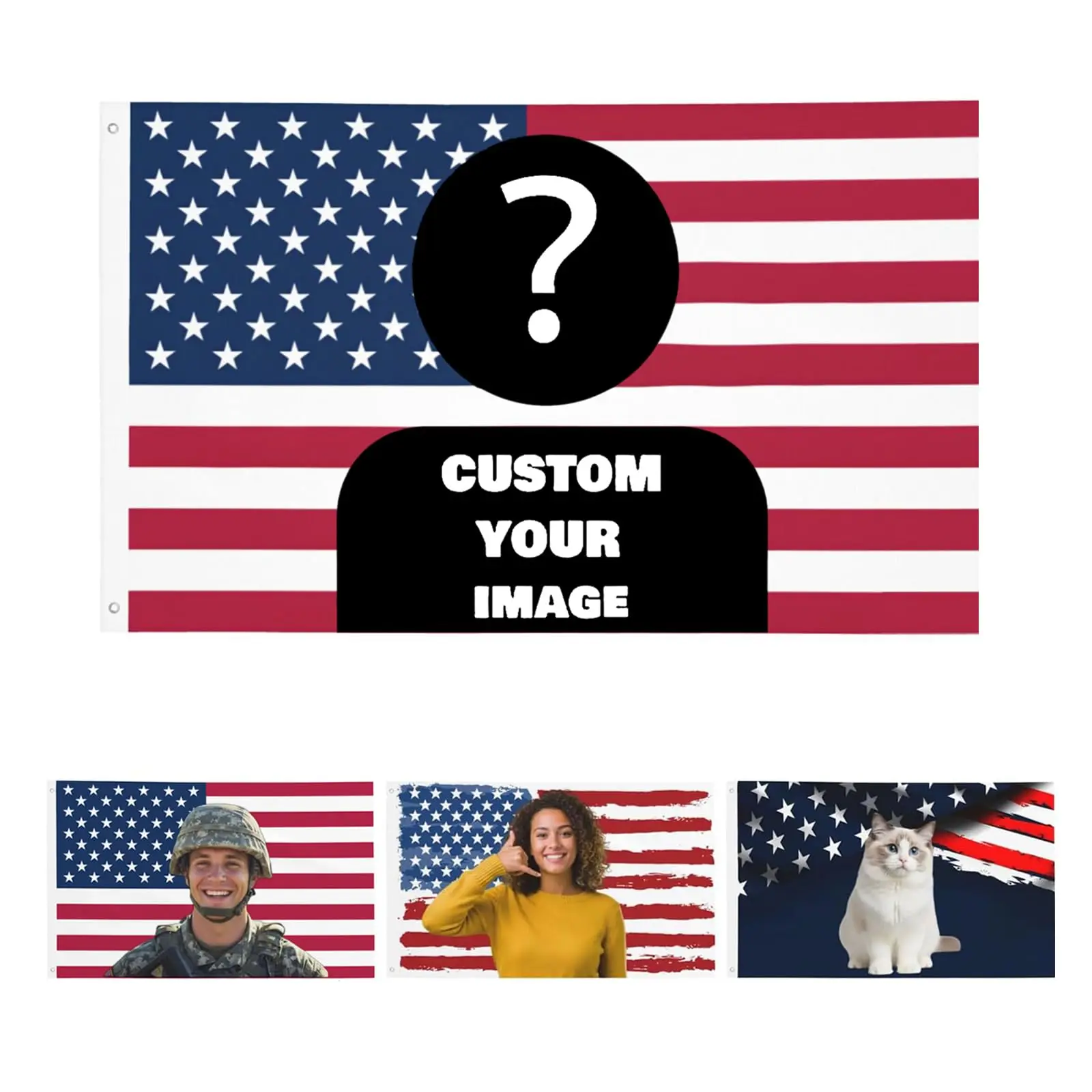 1PC Personalized American Flag Custom Photo Logo Text Banner Tapestry for Bedroom Dorm Club Indoor Outdoor Concert Party Decor