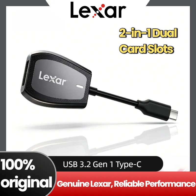 

Original Lexar Professional USB 3.2 Gen 1 Type C Reader Dual Slot Supports SD and microSD UHS II 312MB s for Mac Windows Desktop