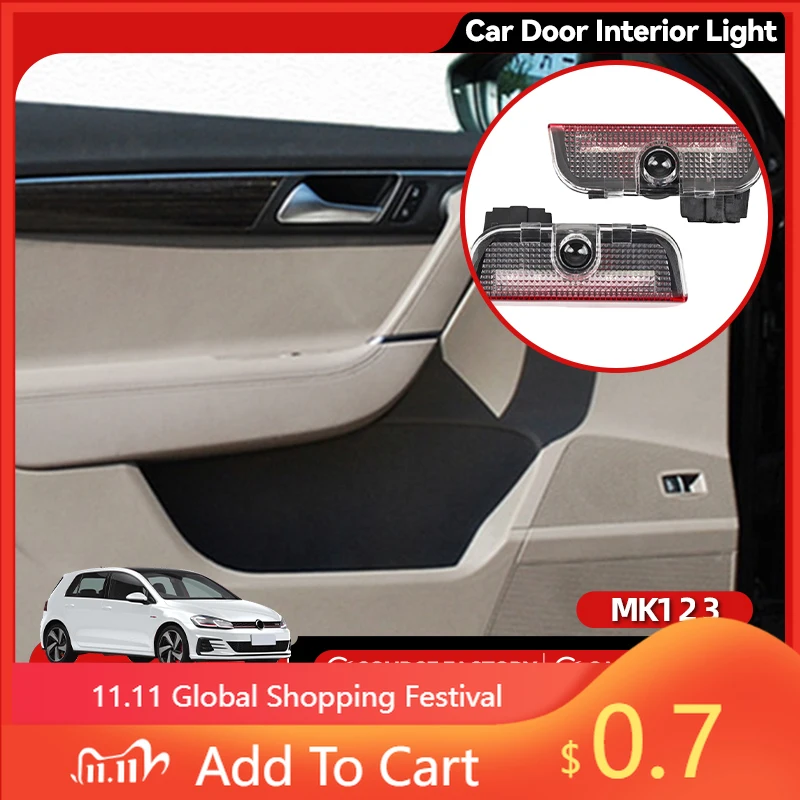 

For Volkswagen VW Interior Stickers LED Car Door Projector Ghost Shadow Welcome Light Accessories For VW Tiguan MK1 MK2 Scirocco
