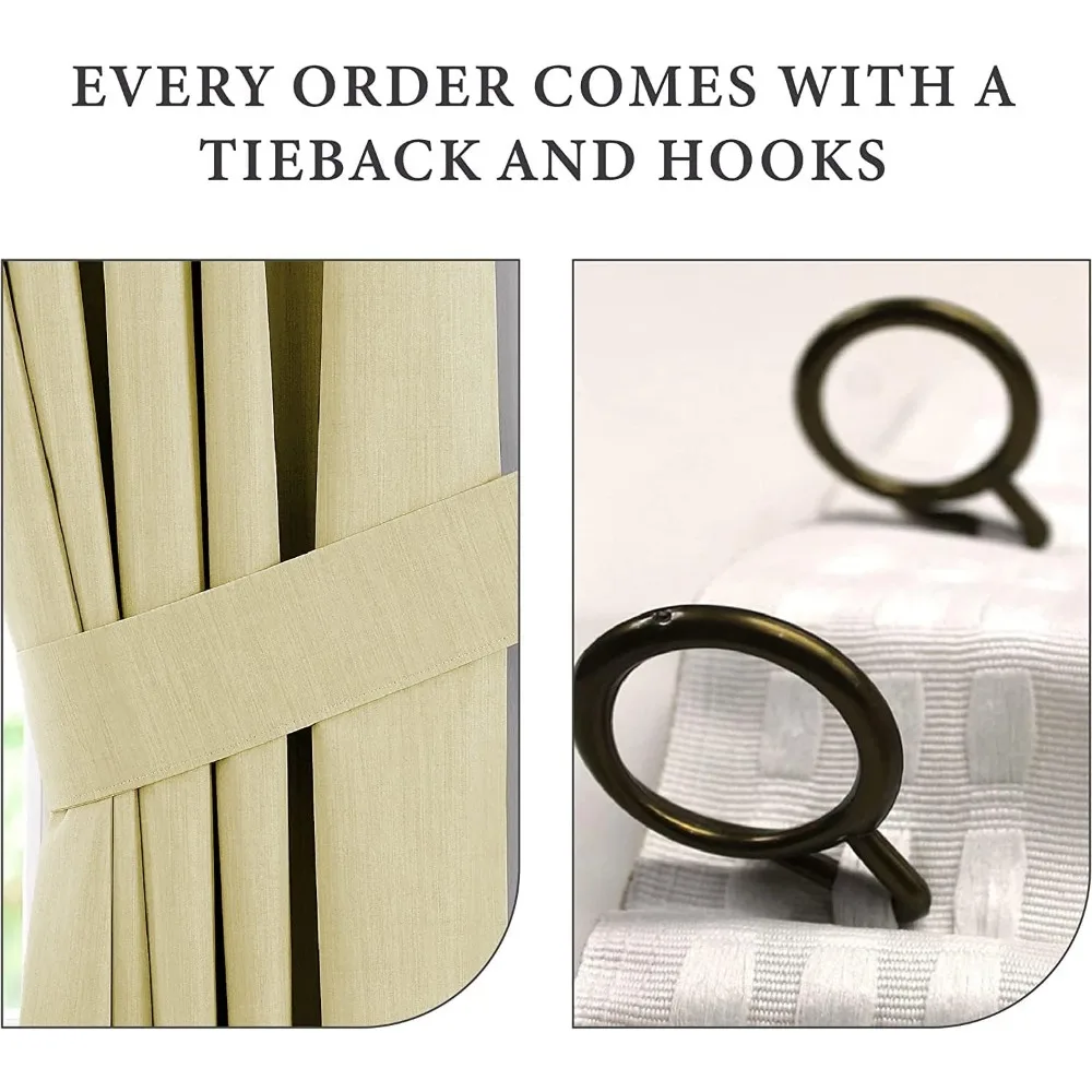 Extra Long Solid Ivory Curtains with Double Pinch Pleat for 2-Story Windows, Ideal for Halls, Theaters, Offices, and Rooms