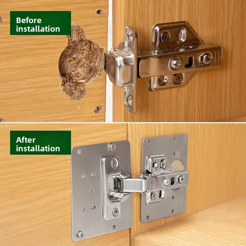 Stainless Steel Cabinet Hinge Repair Plate - Reinforcement Fixing Plate for Wardrobe Door Hinge Repair