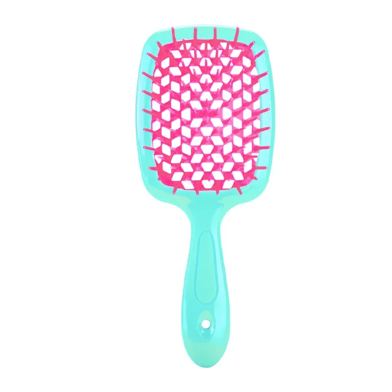 Peigne creux en maille avec boîte en PVC, peigne de massage, brosse de coiffure droite, séchage rapide des cheveux, brosse de barbier soufflante