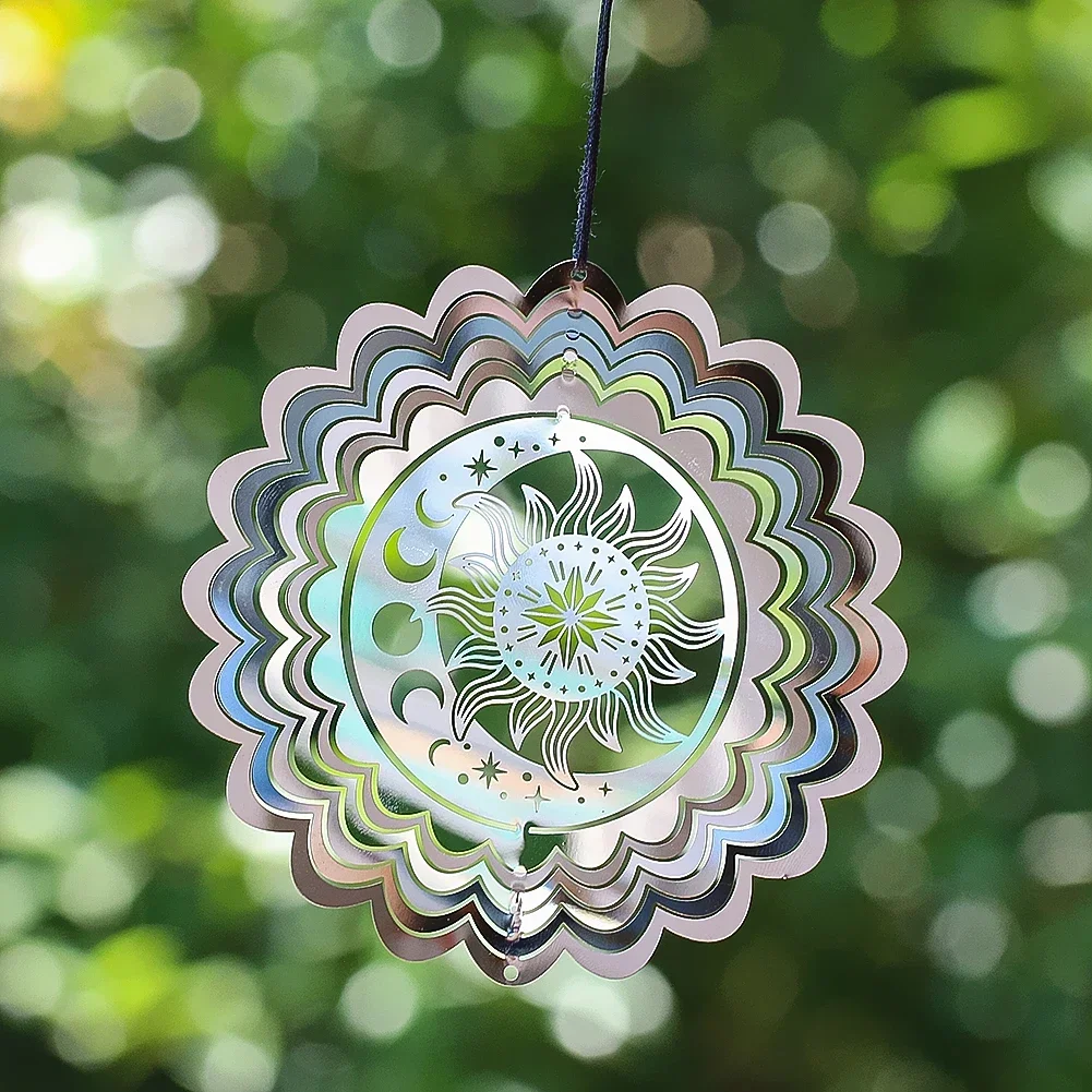 

10cm Wind Spinner Stainless Steel Mirror Reflection Wind Chime 3D Visual Effect Hanging Bird Repeller Outdoor Garden Decoration