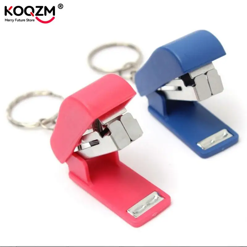 Kawaii Mini Stapler Office School Paper Document Bookbinding Staplers with Keychain Stationery Accessories Random Color
